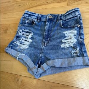 American Eagle Outfitters Blue Jean Shorts Distressed Cut-Off